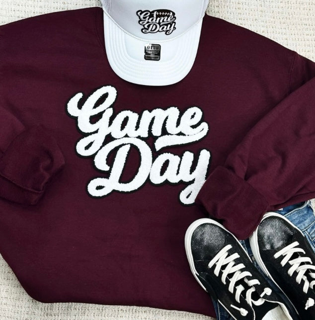 White Game Day Patch Sweatshirt