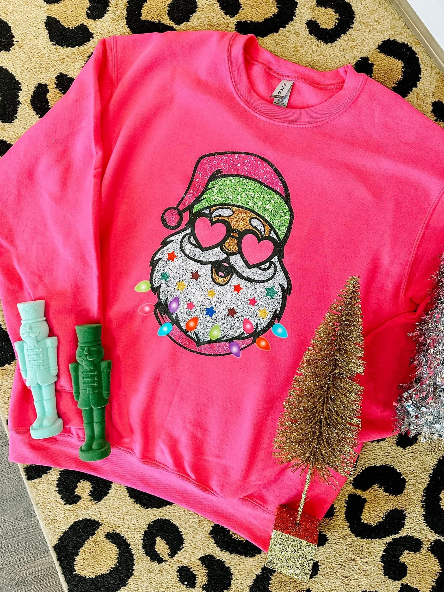 Faux Glitter Groovy Santa