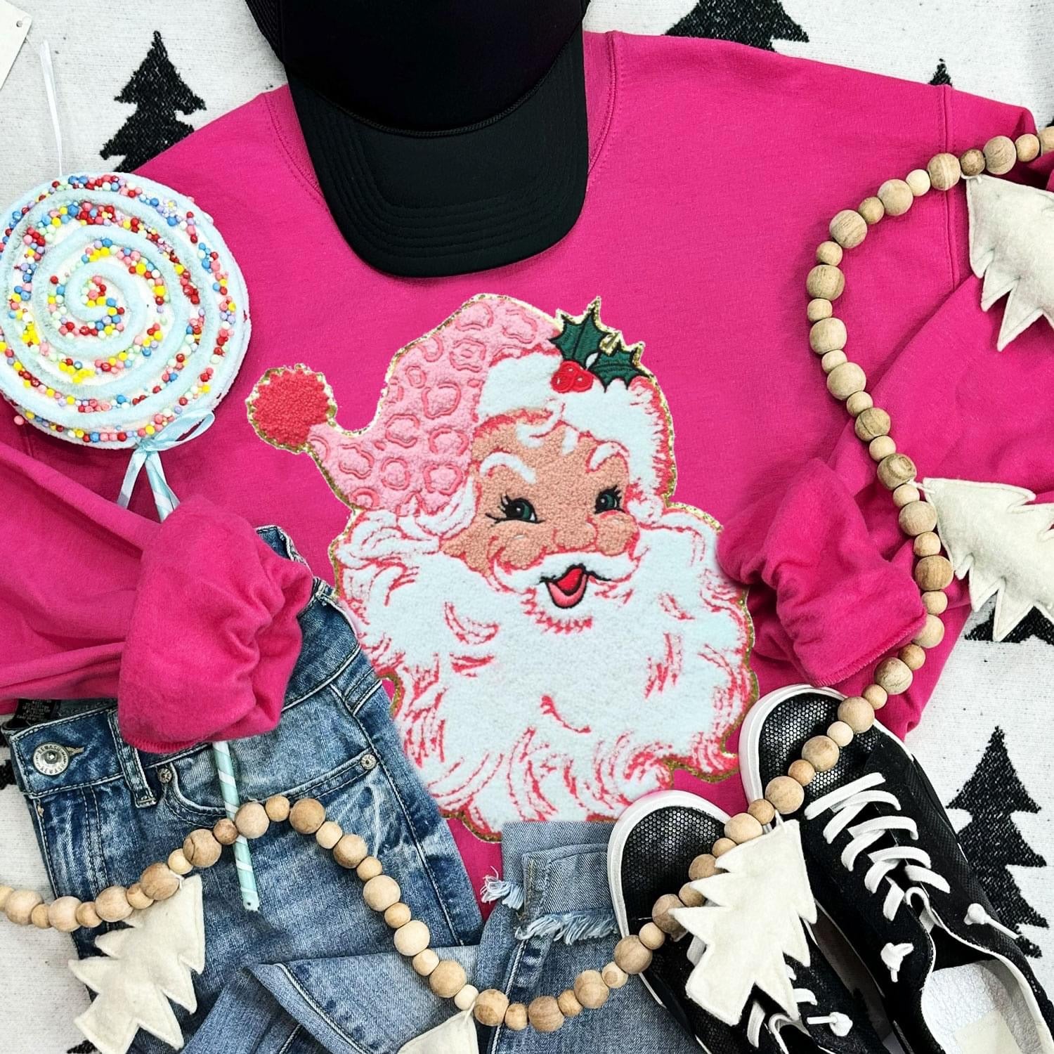 Pink Santa Patch Sweatshirt