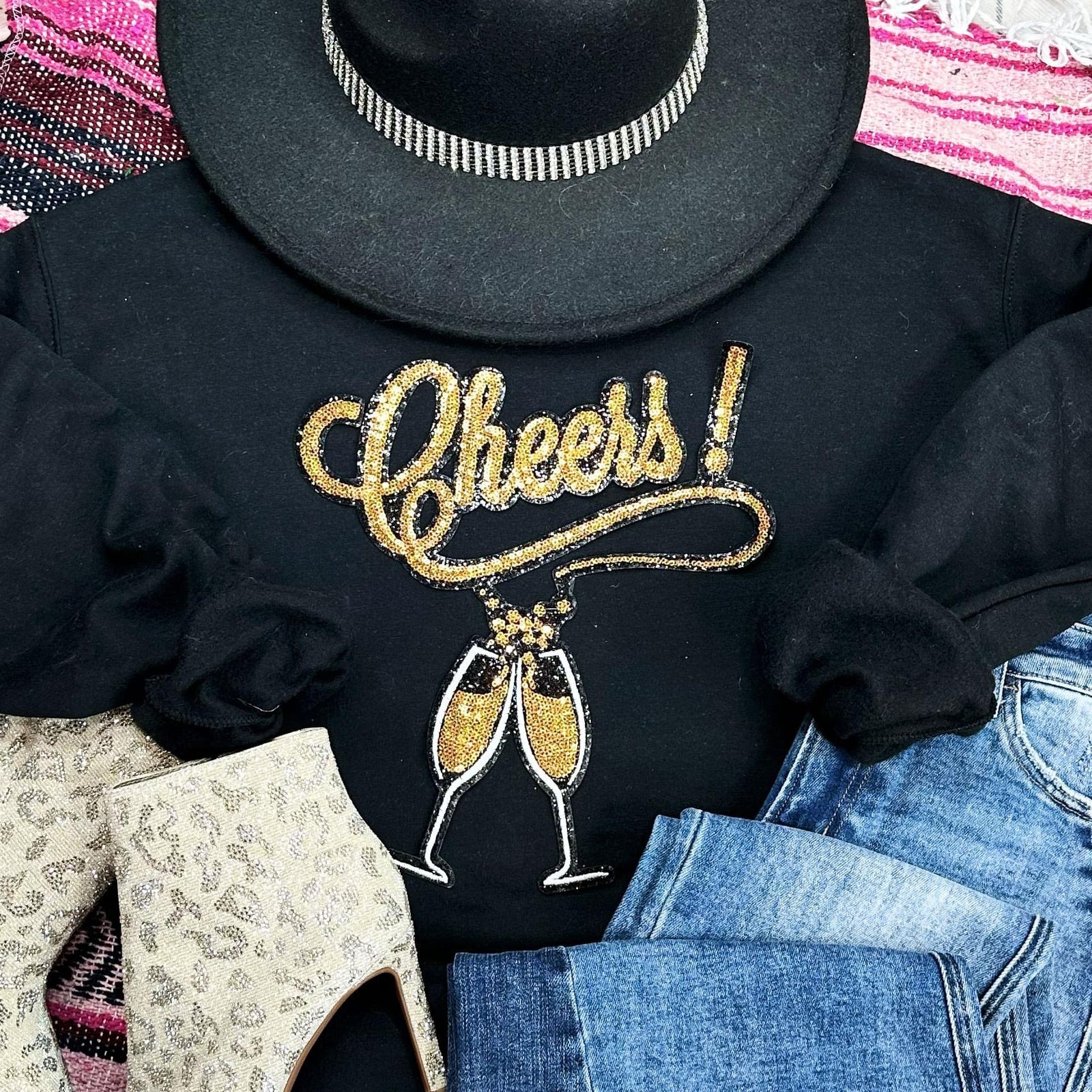 Cheers Sequin Patch Sweatshirt