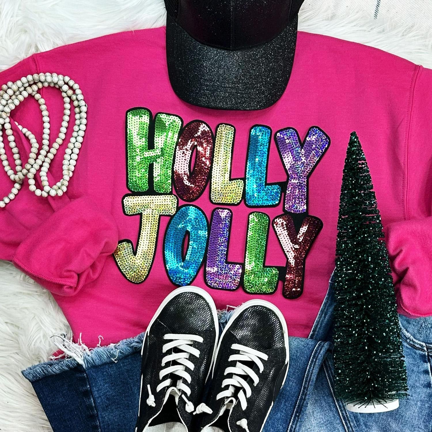 Holly Jolly Sequin Patch Sweatshirt