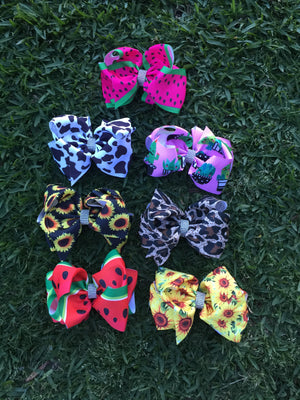 Cow Print Bow 7.5"