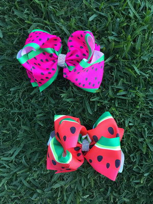 Pink Watermelon Bow 7.5"